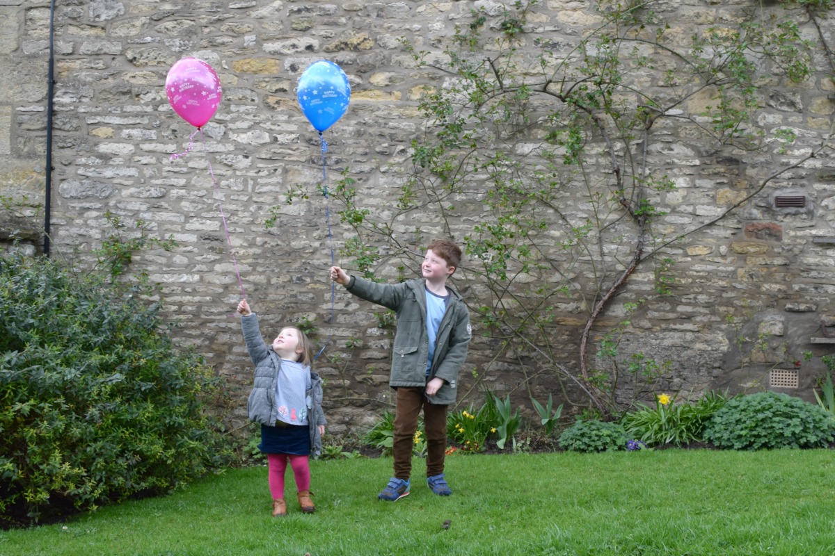 Letting balloons go for daddy