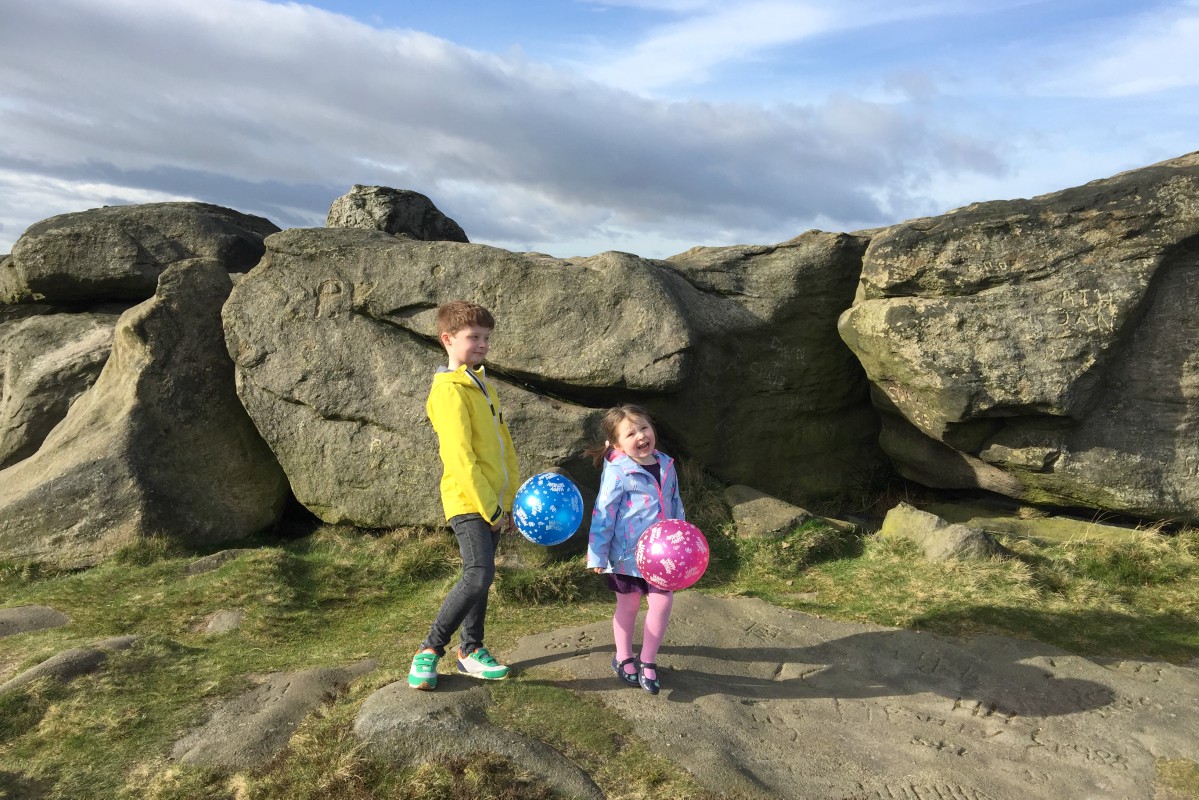 Balloons on the moor for Roger
