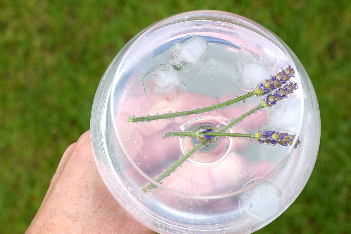 Gin and tonic with lavender from above