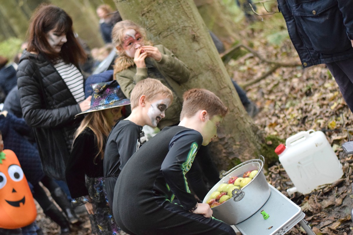 Apple bobbing in the woods